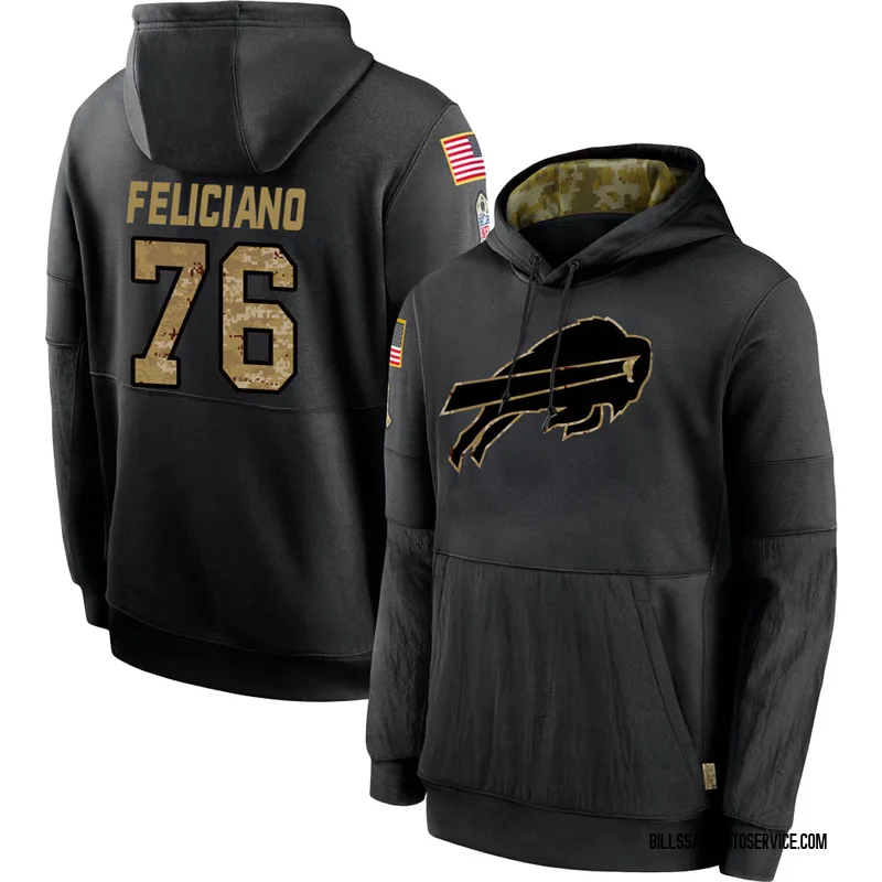 Men's Jon Feliciano Buffalo Bills Black 2020 Salute to Service Sideline Performance Pullover Hoodie
