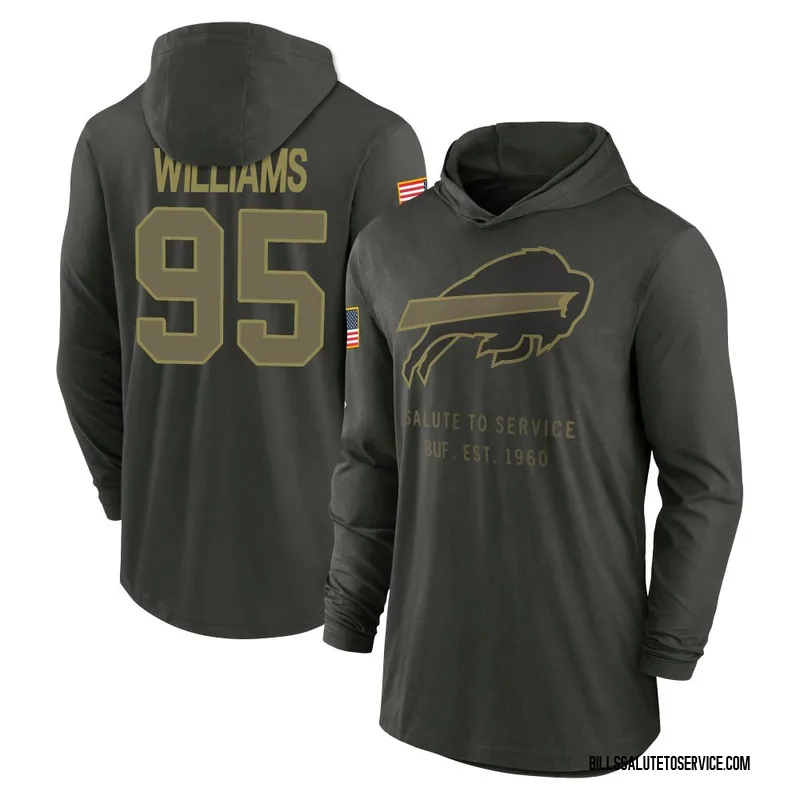 Men's Kyle Williams Buffalo Bills Green Forest/ 2025 Salute to Service Sideline Lightweight Hooded Pullover Long Sleeve T-Shirt