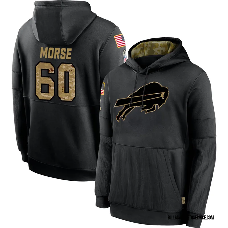 Men's Mitch Morse Buffalo Bills Black 2020 Salute to Service Sideline Performance Pullover Hoodie