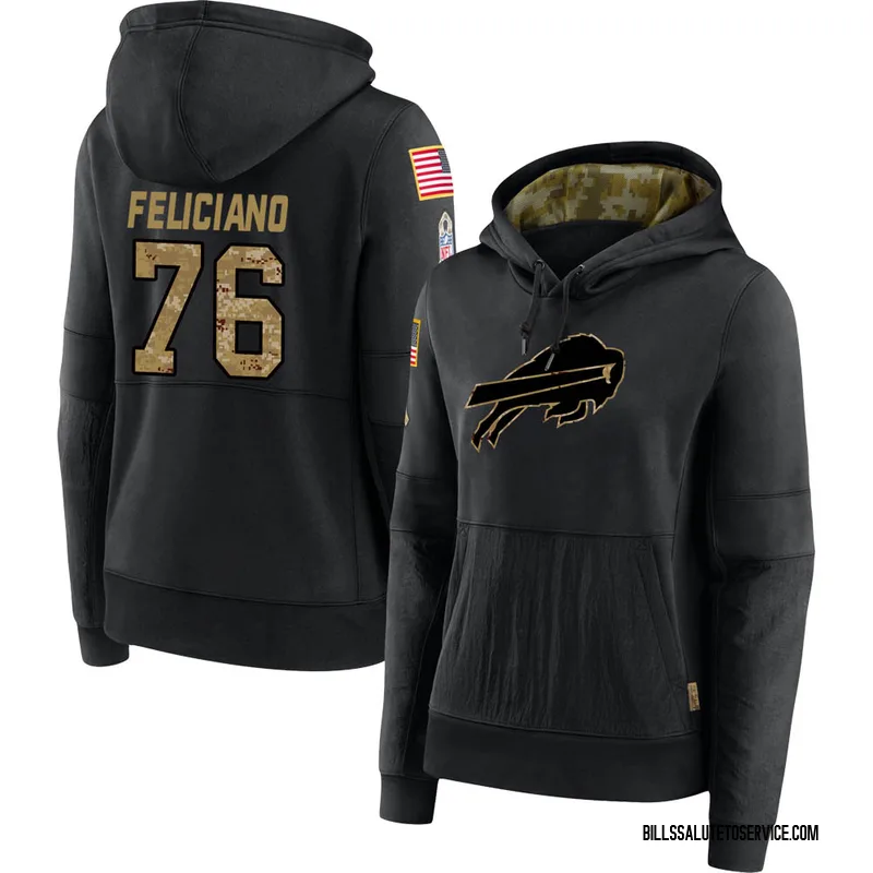 Women's Jon Feliciano Buffalo Bills Black 2020 Salute to Service Sideline Performance Pullover Hoodie