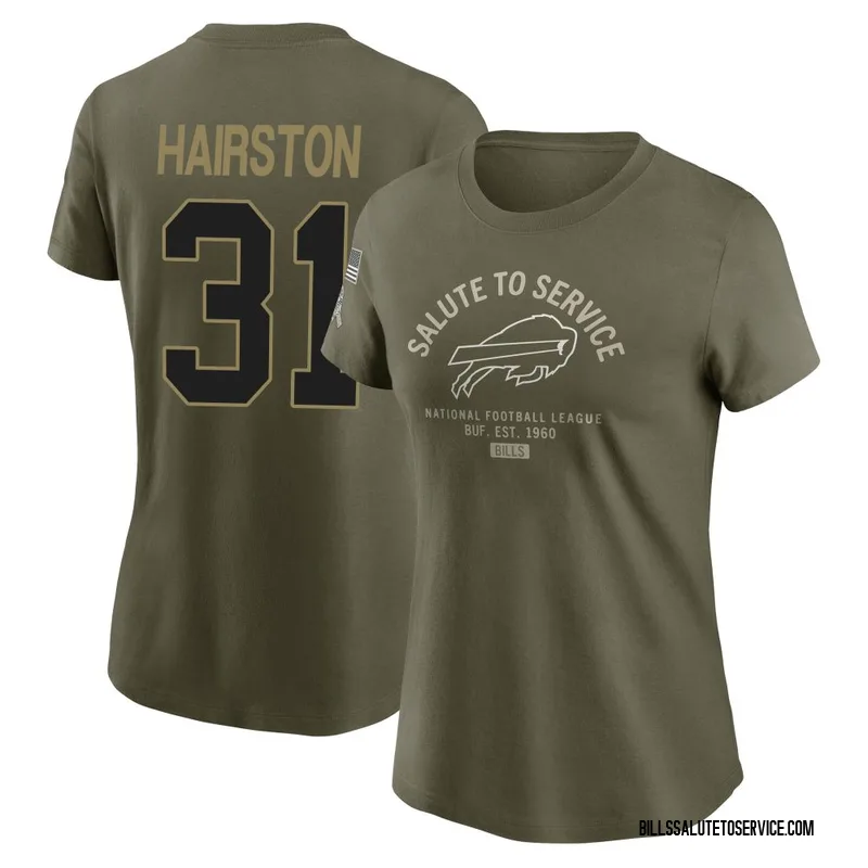 Women's Maxwell Hairston Buffalo Bills Olive 2025 Salute to Service Sideline T-Shirt
