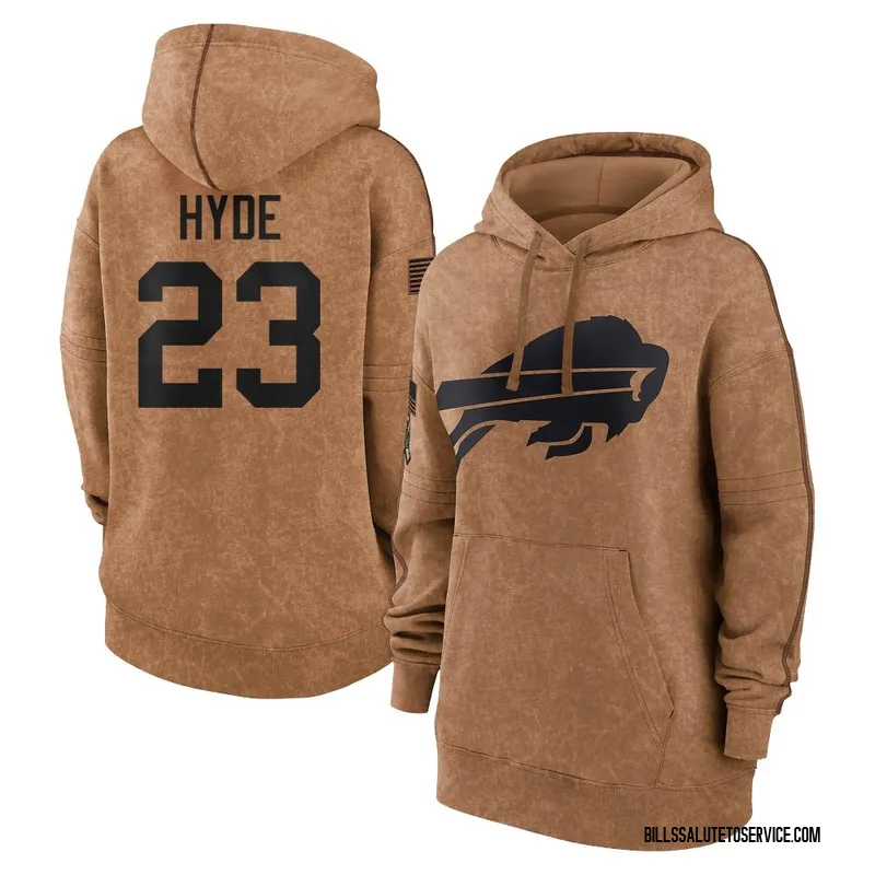 Women's Micah Hyde Buffalo Bills Brown 2023 Salute To Service Pullover Hoodie