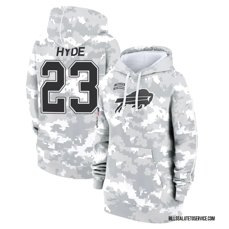 Women's Micah Hyde Buffalo Bills Camo Arctic 2024 Salute to Service Club Fleece Pullover Hoodie
