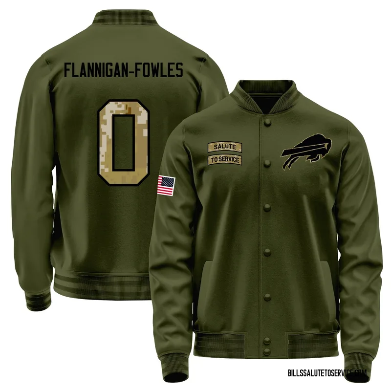Youth Demetrius Flannigan-Fowles Buffalo Bills Olive Salute to Service Sideline Performance Jacket