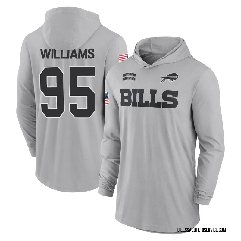 Youth Kyle Williams Buffalo Bills Gray 2024 Salute to Service Lightweight Performance Long Sleeve Hooded T-Shirt