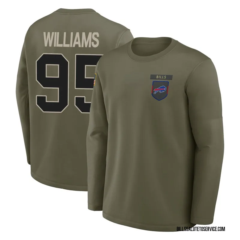 Youth Kyle Williams Buffalo Bills Olive 2025 Salute to Service Sideline Coaches Long Sleeve T-Shirt