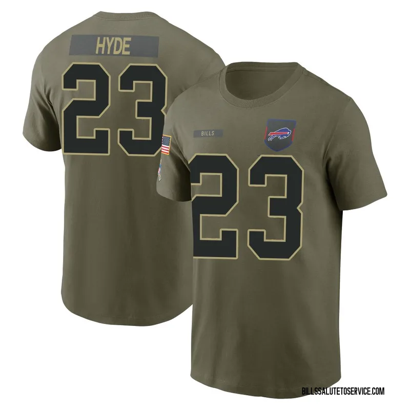 Youth Micah Hyde Buffalo Bills Olive 2025 Salute to Service Name & Number T-Shirt